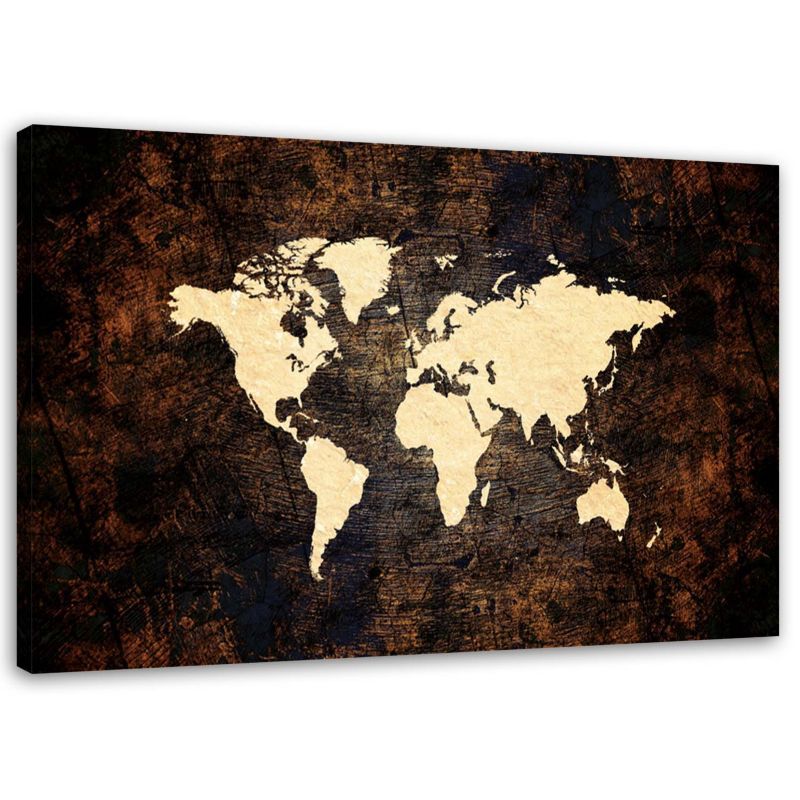 Obraz na płótnie Feeby Brązowa mapa świata 90x60cm 1szt