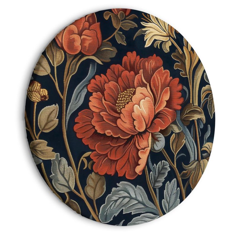 Obraz owalny Artgeist Gobelinowe kwiaty 40 x 40 cm płótno włoskie 1 szt