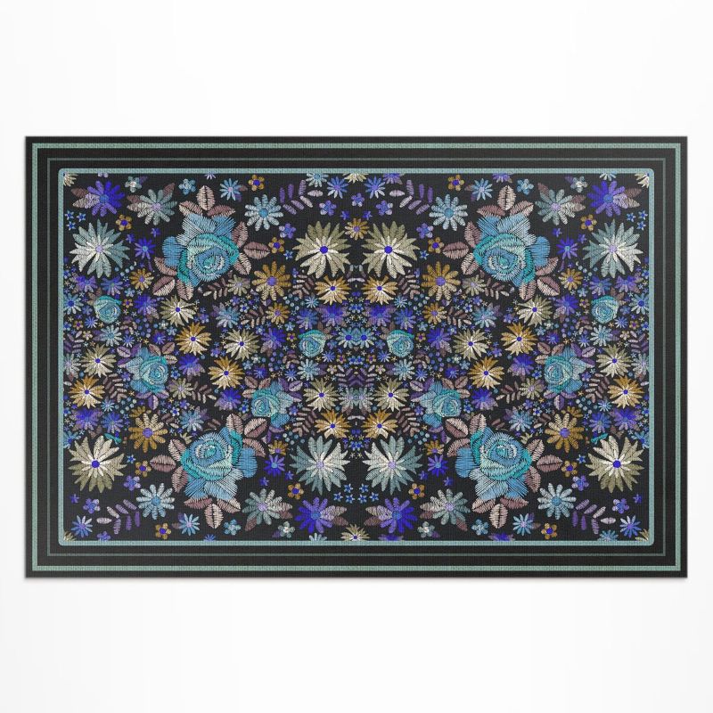 Balkonowy Dywan Winylowy UV Wallfluent 80x120 cm Niebieskie i żółte kwiaty 1 szt.