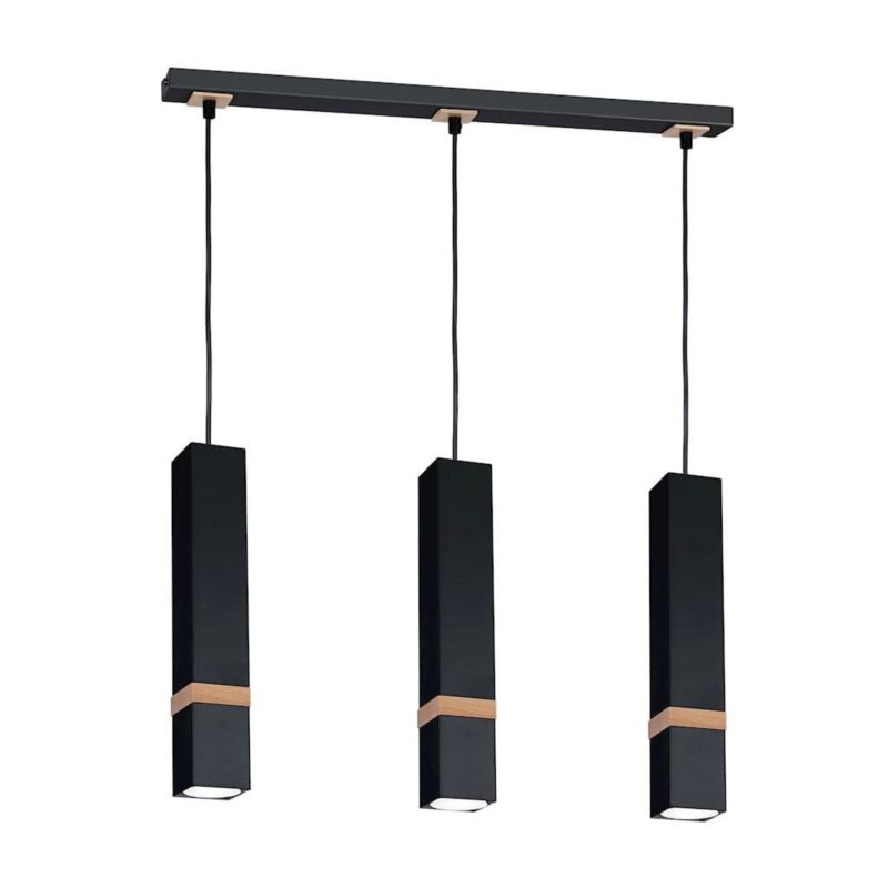 Lampa wisząca Milagro Vidar 4046 czarna-jasne drewno szerokość 60 cm 3xGU10 x 35W 1 szt.