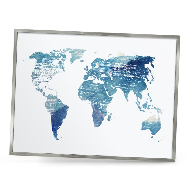 Ozdobna tablica na magnesy ArtPrintCave 80x60 Akwarelowa mapa w srebrnej ramie 1szt