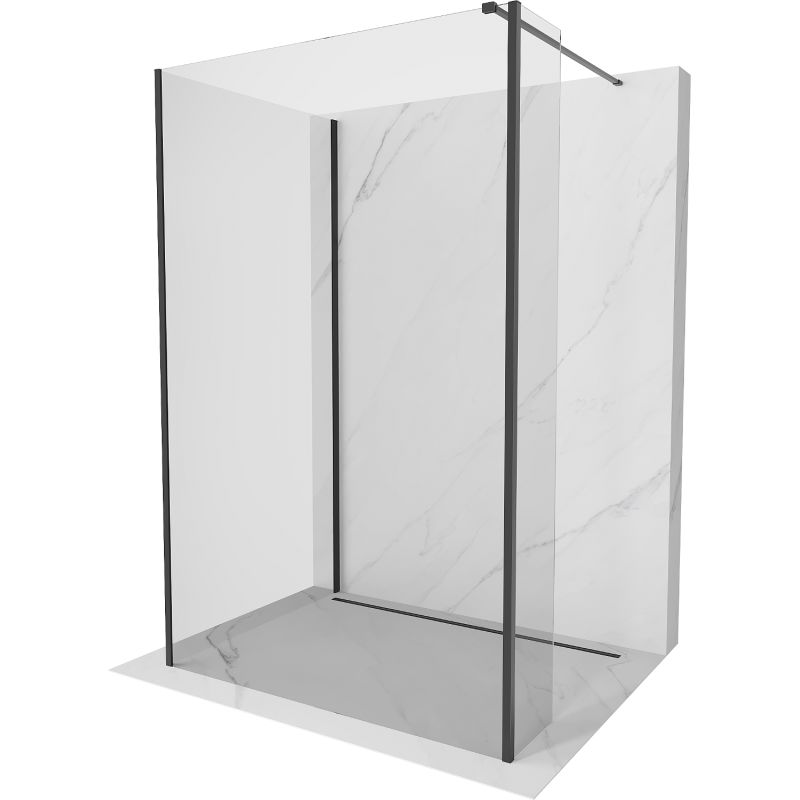Ścianka prysznicowa Mexen Kioto transparent czarna 140x80x40 cm 3 szt.