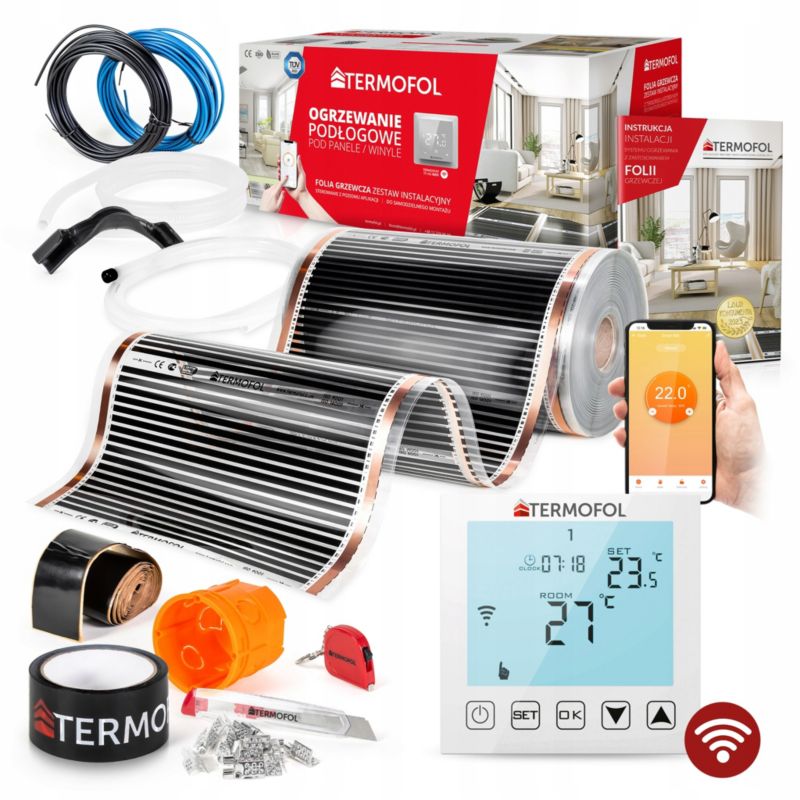 ZESTAW Folia Grzewcza TERMOFOL na podczerwień moc 60W 50cm pow. 44m² + WiFi 1kpl