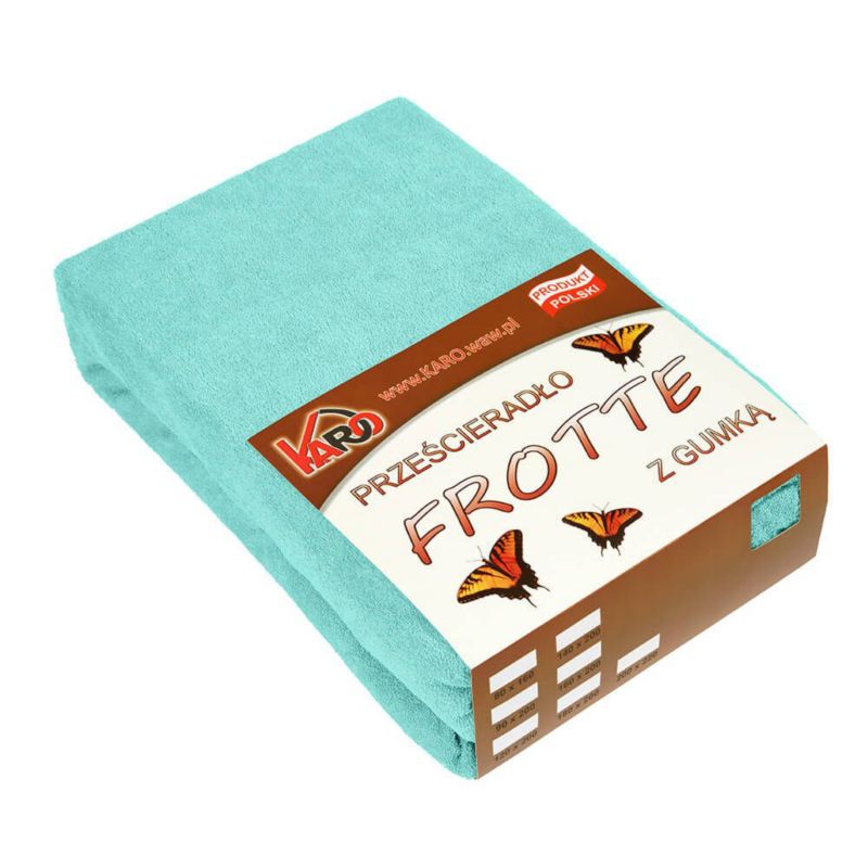 Prześcieradło frotte z gumką KARO 180x200 miętowe 1 szt.