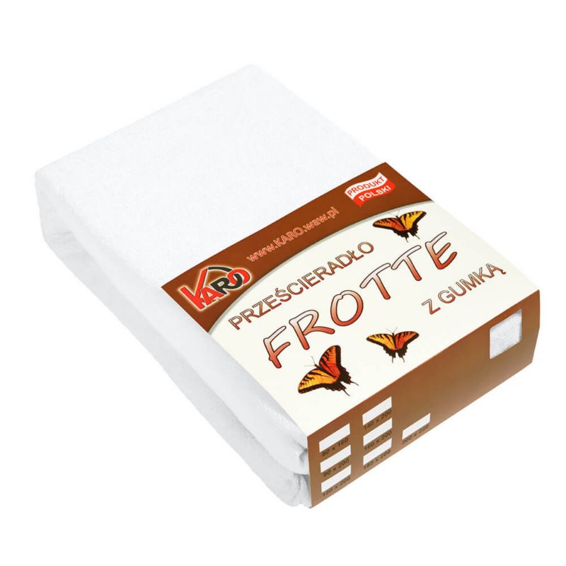 Prześcieradło frotte z gumką KARO 200x220 białe 1 szt.