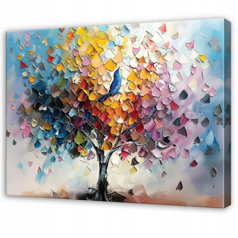 Obraz WALLARENA Do Sypialni Salonu Na Płótnie Drzewo Abstrakcja Akwarela Kolorowy 100x70 cm SPP16487O1 1 szt.