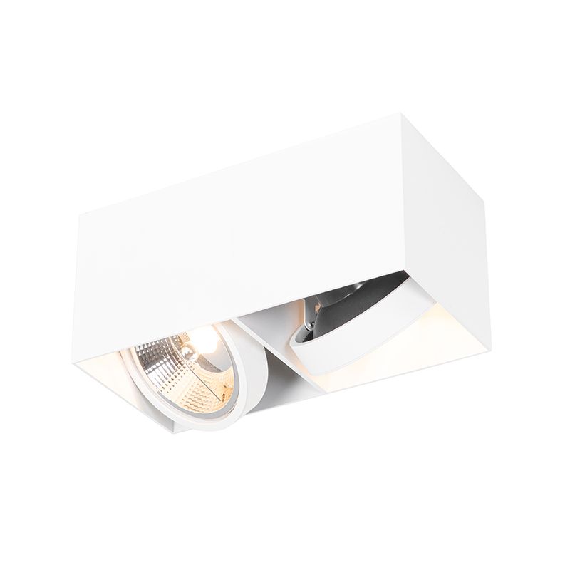 Regulowany reflektor sufitowy 2punktowy inteligentny Qazqa Box 26 biały GU10 żarówkami LED 10 W zestawie 2200k 6500k 1 szt.