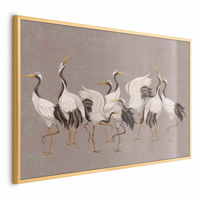 Plakat Artgeist Taniec żurawi 90x60 cm z ramą złotą 1 szt