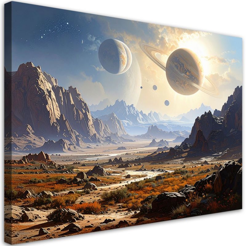 Obraz do salonu sypialni kuchni biura Feeby Planety kosmos góry natura 100x70cm 1szt