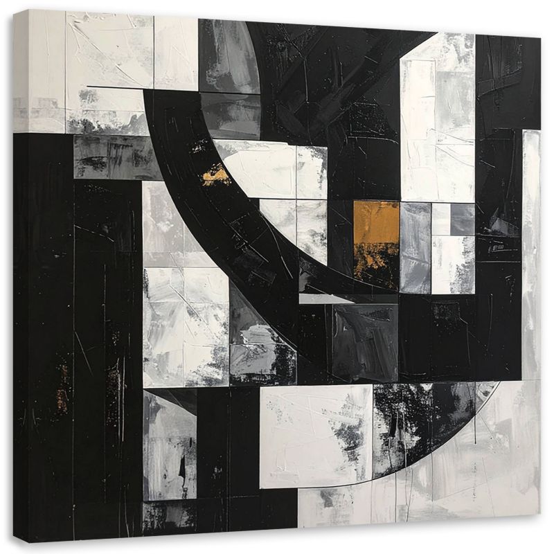 Obraz do salonu sypialni biura Feeby Geometryczna abstrakcja czarno biała 30x30cm 1szt