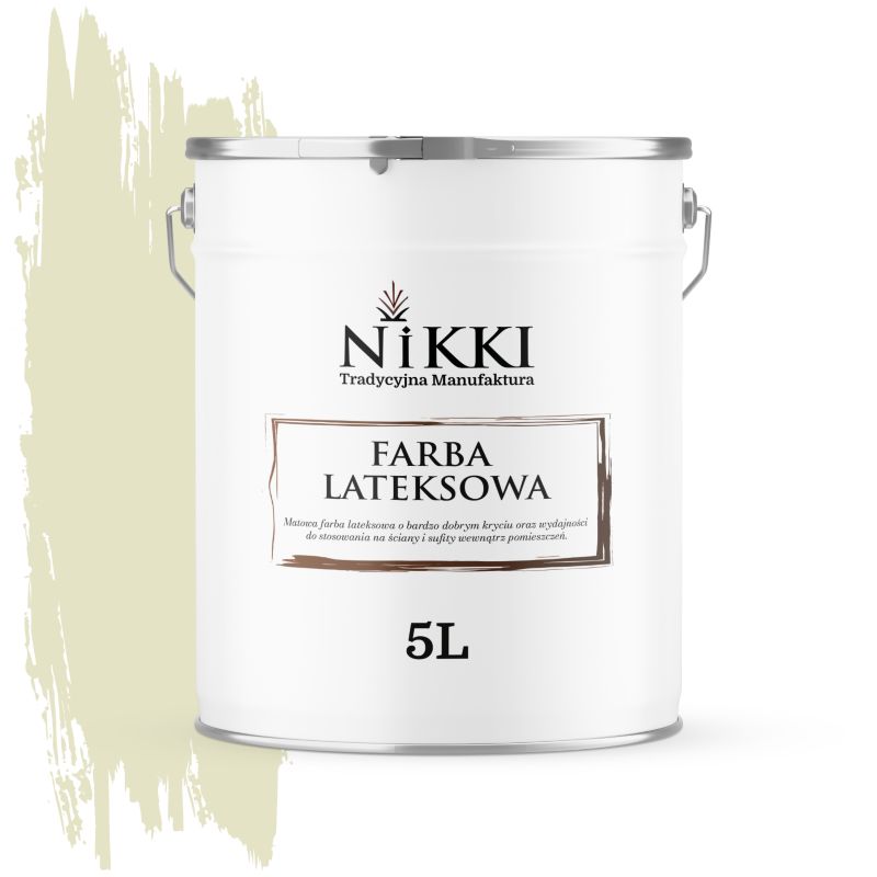 Farba Lateksowa Wewnętrzna Ściany i Sufity NIKKI Biel złamana w groszkowy H2476 Głęboki Mat 5L