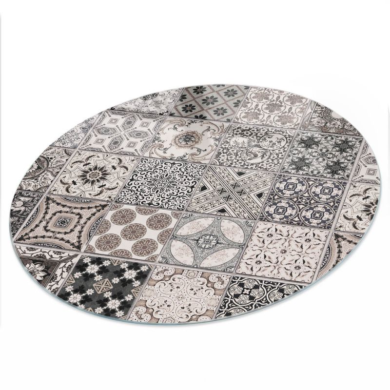 Blat ArtPrintCave fi60 cm Stylowa mozaika - Szklany Blat na Stół z Nadrukiem Dekoracyjnym 1 szt.