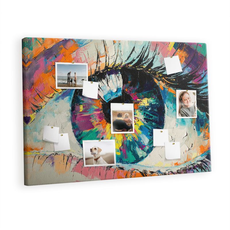 Tablica Korkowa Z Nadrukiem Na Płótnie Tulup 120x80 cm Źrenica oka człowiek Na zdjęcia Pinezki metaliczne 1 kpl