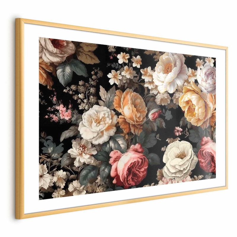 Plakat Artgeist Kolorowe kwiaty 30x21 cm z ramą złotą 1 szt