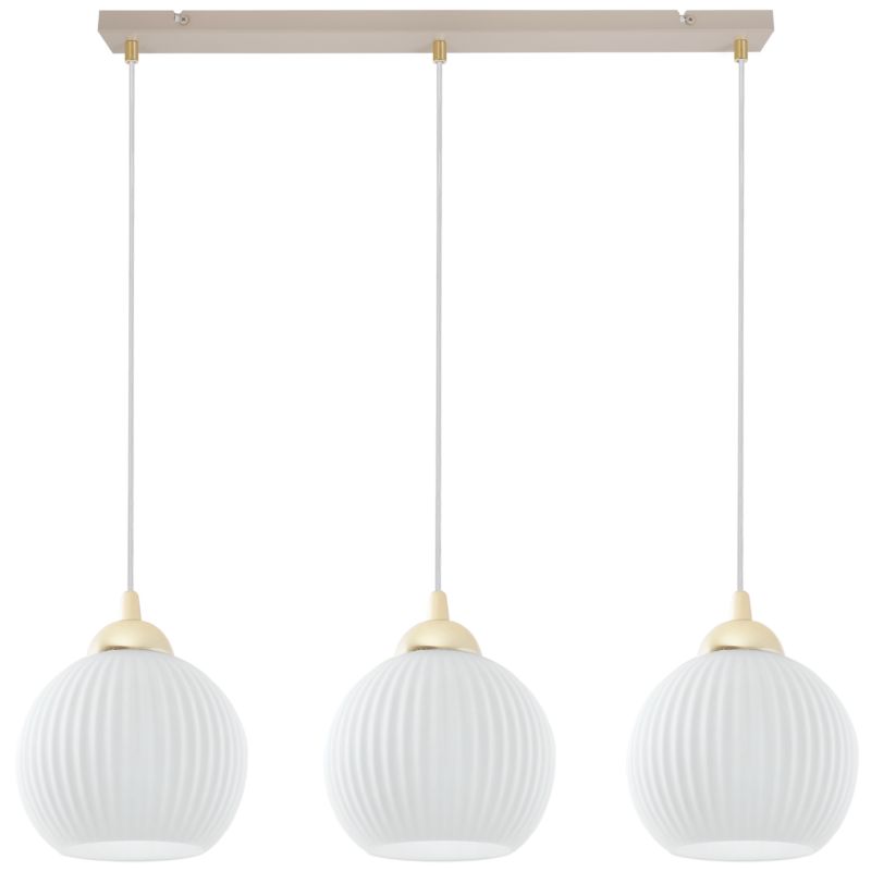 Lampa sufitowa wisząca Light Home LH Riffle 3xE27 kaszmir/złoty klosz biały 14cm kula 1szt.