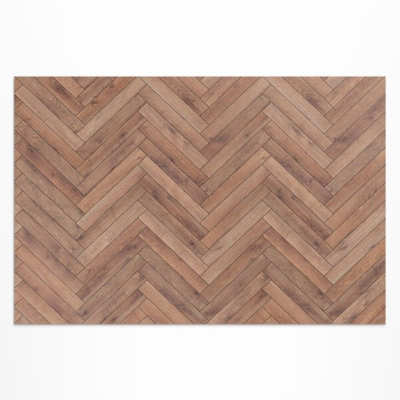 Dywan Winylowy Z Nadrukiem Wallfluent 140x210 cm Stylowa jodełka drewniany parkiet 1 szt.