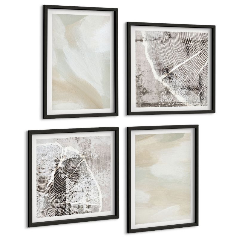 Zestaw 4 Obrazów ArtPrintCave (2x50x50+2x40x60cm) Czarna rama Malarska tekstura farby minimalizm 1 kpl.