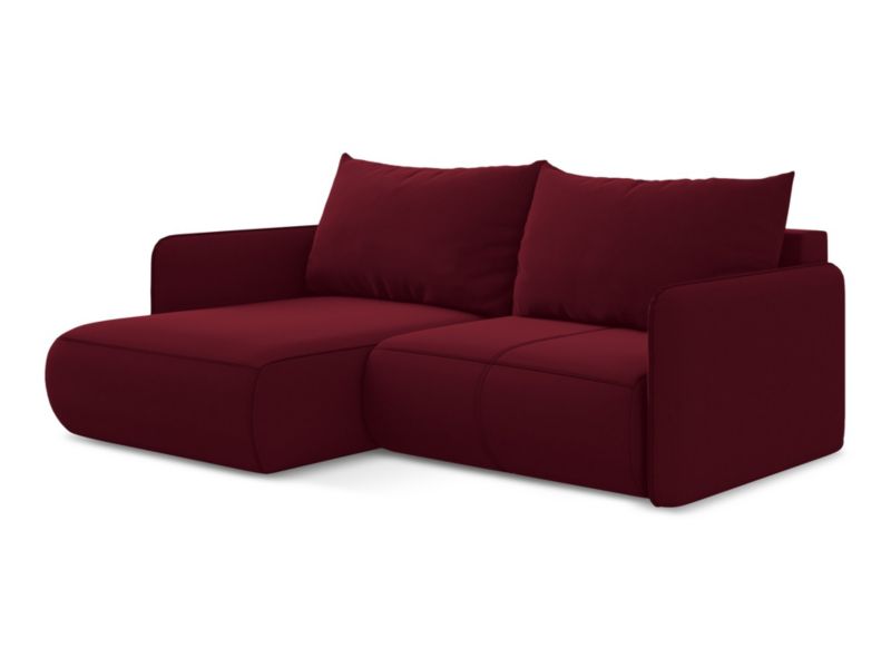 Narożnik lewostronny z funkcją spania LaMiaSofa PALERMO z tkaniny welwetowej 207x148 cm burgundowy 1 szt.