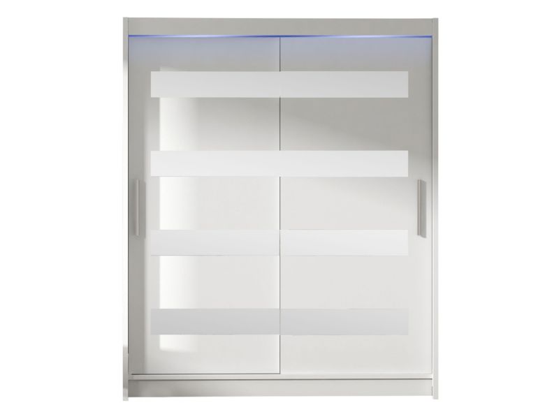 Szafa MIRJAN 24 z drzwiami przesuwnymi Presto XIII z oświetleniem RGB biały/lustro 1 szt.
