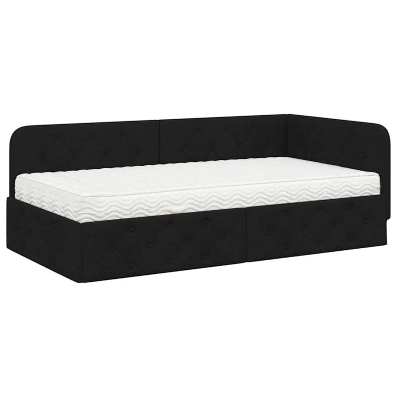 Łóżko Tapicerowane WaszeMeble z Materacem 100x200 cm Czarne WM-3394055 1 szt.