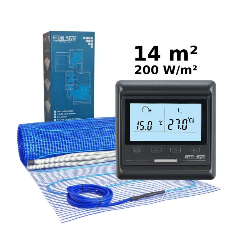 Zestaw do ogrzewania podłogowego 14 m², 200 W/m² + termostat HW800 programowalny, 1 szt.