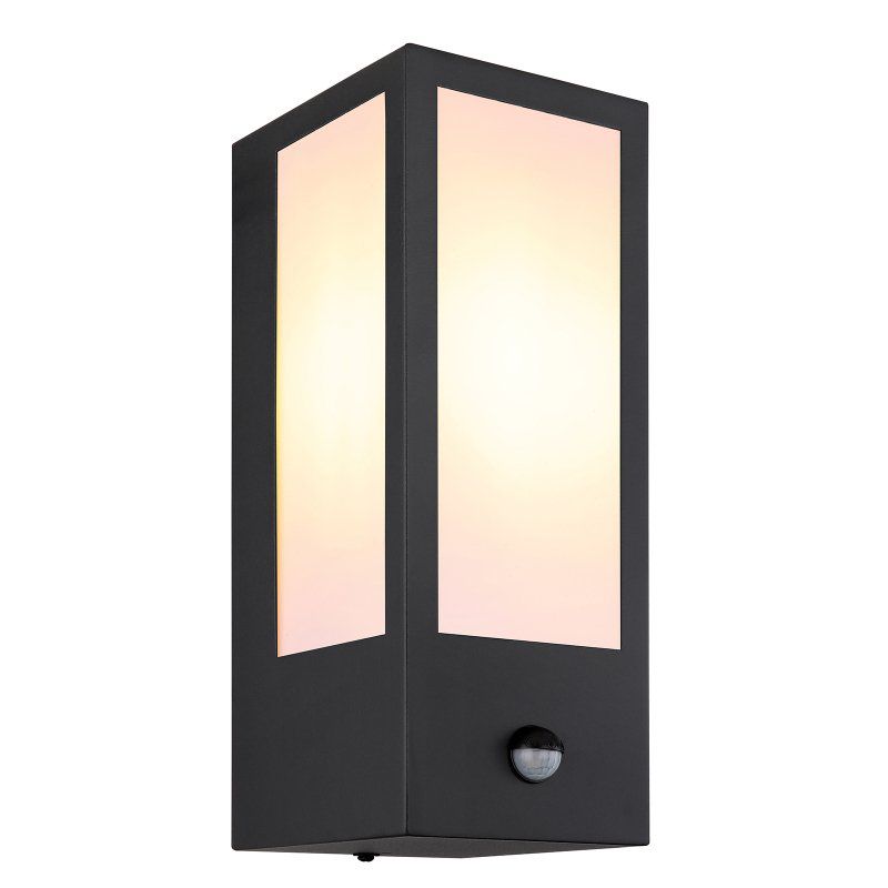 Lampa ścienna zewnętrzna natynkowa z czujnikiem ruchu GUNDULA 31980OS czarna mat Globo 1 szt.