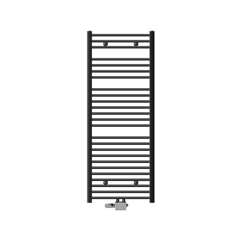 Grzejnik łazienkowy LuxeBath centralny antracyt 600 x 1500 mm prosty termostat zestaw przyłącze uniwersalne przelotowe 1 szt