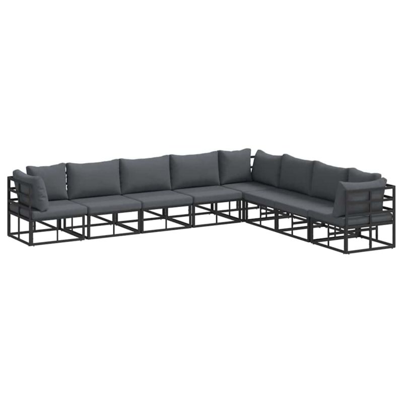Zestaw mebli ogrodowych wypoczynkowy WaszeMeble 8-osobowy aluminium czarny z poduszkami WM-3378874 1 kpl