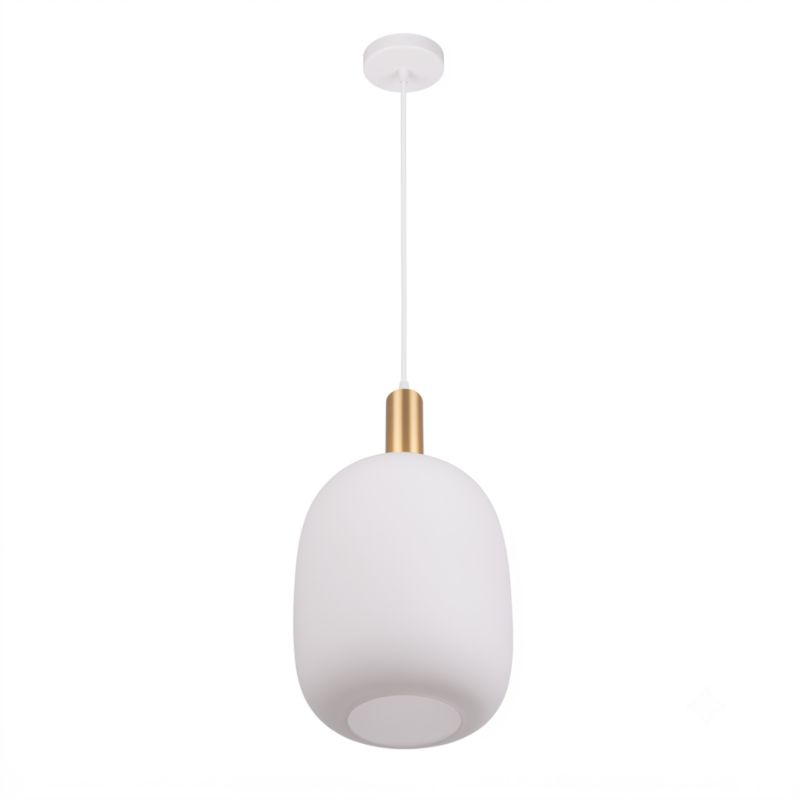 Lampa wisząca Ledhoff biało-złota E27 regulowana ze szklanym kloszem opal 1 sztuka
