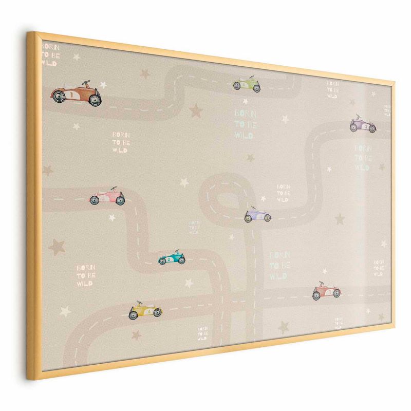 Plakat Artgeist Wyścigowe autka 42x29,7 cm z ramą złotą bez marginesu 1 szt