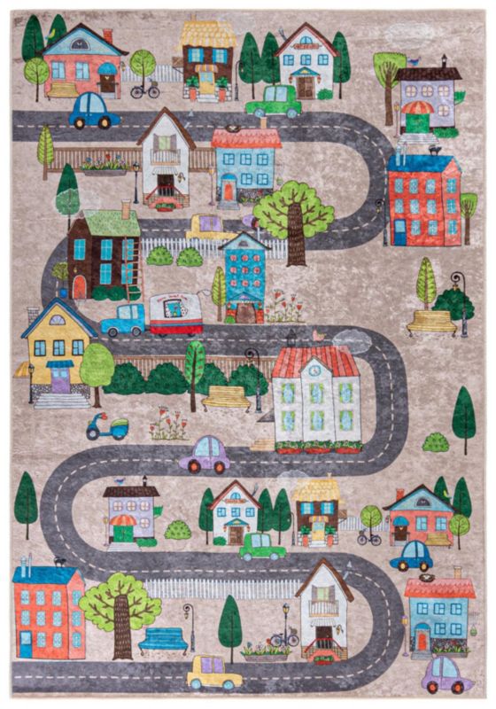 Dywan dziecięcy 120x170cm Emma 34600 Mazovia - beżowy, kolorowy, ulice, na ogrzewanie podłogowe, 1szt.