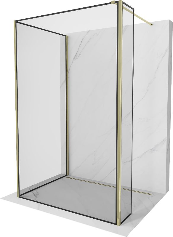 Ścianka prysznicowa walk-in Mexen Kioto czarny wzór złoty 140x70x40 cm 800-140-070-221-50-70-040 1 szt.