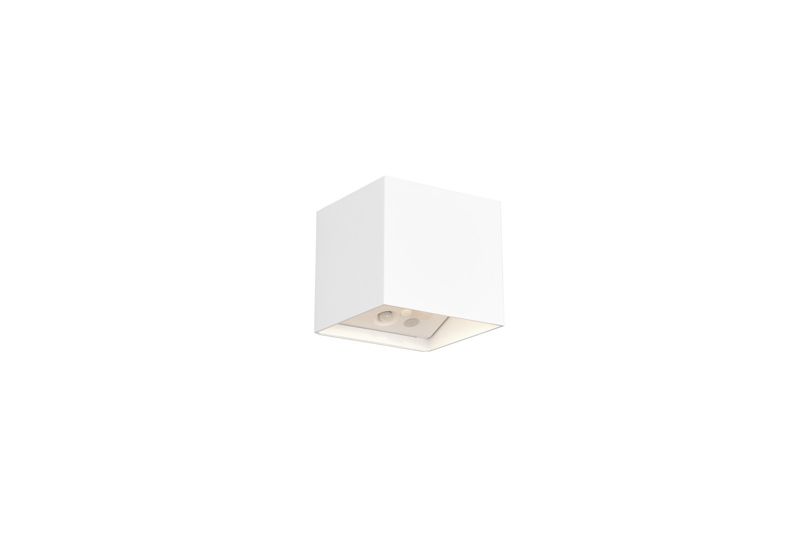 Kinkiet zewnętrzny góra dół kwadratowy z czujnikiem ruchu RL GENIE biała LED 1W 3000K 300lm IP44 wym:10x10,5x10,5cm - 1 szt.