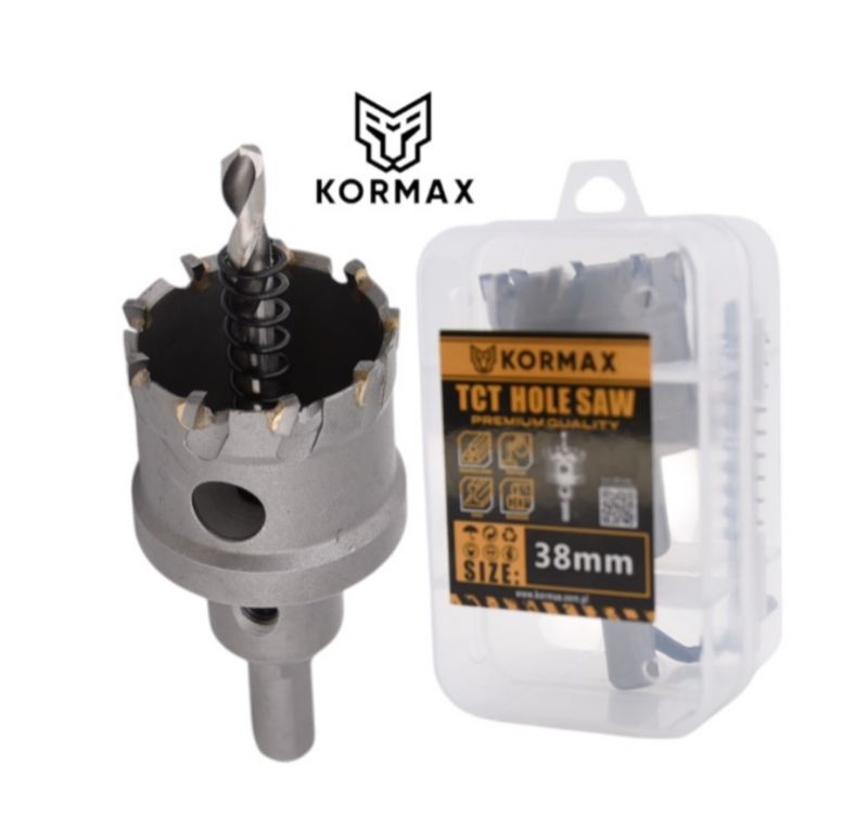 Otwornica do metalu Kormax 38mm x 25mm wiertło koronowe z węglikiem TCT krótkie (TCTJK38) - 1 szt.