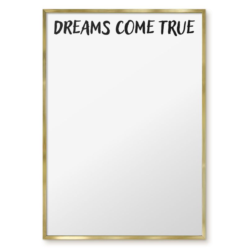 Tablica Magnetyczna Dekoracyjna Ścienna Tulup 70x100 cm Dreams come true - Złota rama Do salonu, sypialni 1 szt.