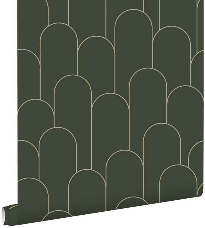 Tapeta ESTAhome motyw art déco ciemnej zieleni 50 x 900 cm - 1 rol.