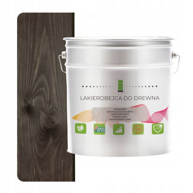 Lakierobejca do drewna I SEE czarna hydrofobowa bezwonna satyna 3w1 2,5L D090 1 szt.