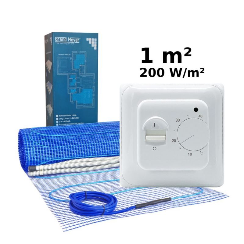 Zestaw do ogrzewania podłogowego 1 m², 200 W/m² + termostat MST-1, 1 szt.
