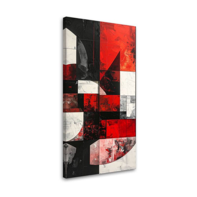 Obraz do salonu sypialni Feeby Abstrakcja tekstura koła kształty czarno czerwony 60x120cm 1szt