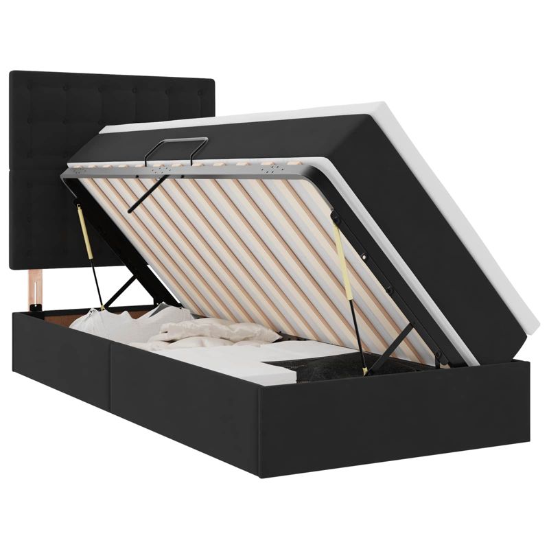 Łóżko Kontynentalne WaszeMeble z Materacem 90x200 cm Czarne WM-3372761 1 szt.