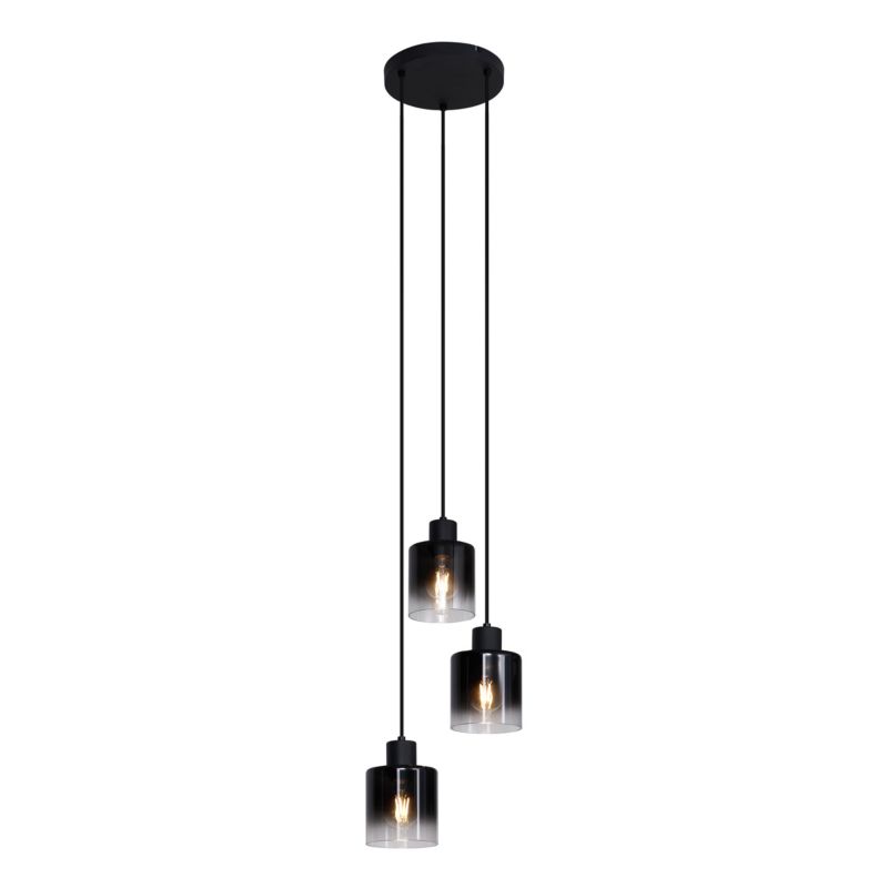 Nowoczesny lampa wisząca z kloszem (3 punkty) Qazqa Dame 30 czarny okrągły max 15W E27 z 3 punktami świetlnymi 1 szt.