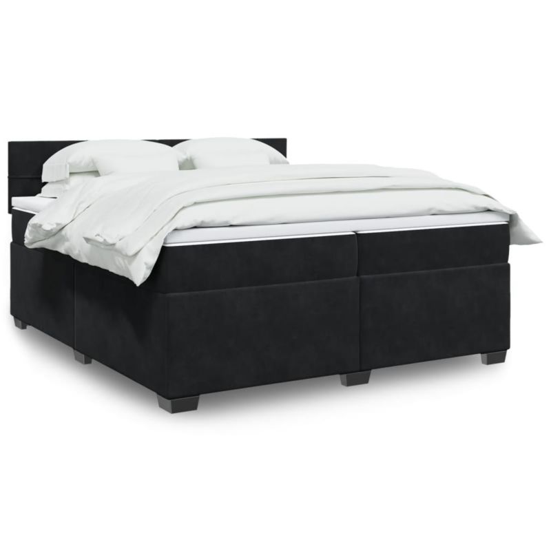 Łóżko z materacem WaszeMeble 200x200 cm Czarny aksamit z LED WM-3288704 1 szt.