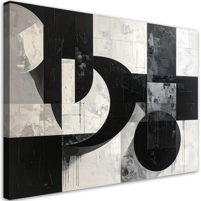 Obraz do salonu sypialni biura loftu Feeby Czarno biała geometryczna abstrakcja 100x70cm 1szt