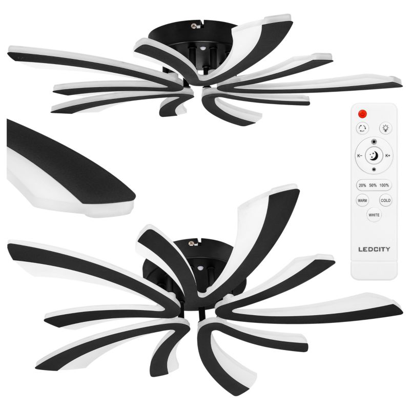 Lampa sufitowa LED żyrandol MasterLED Vigos 70W 59cm CCT 4000K wisząca z pilotem czarny 1 szt.