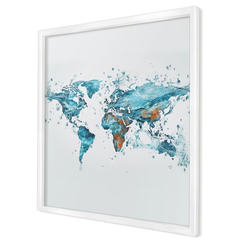 Tablica magnetyczna do salonu Wallfluent 50x50 Wodna mapa w białej ramie 1szt