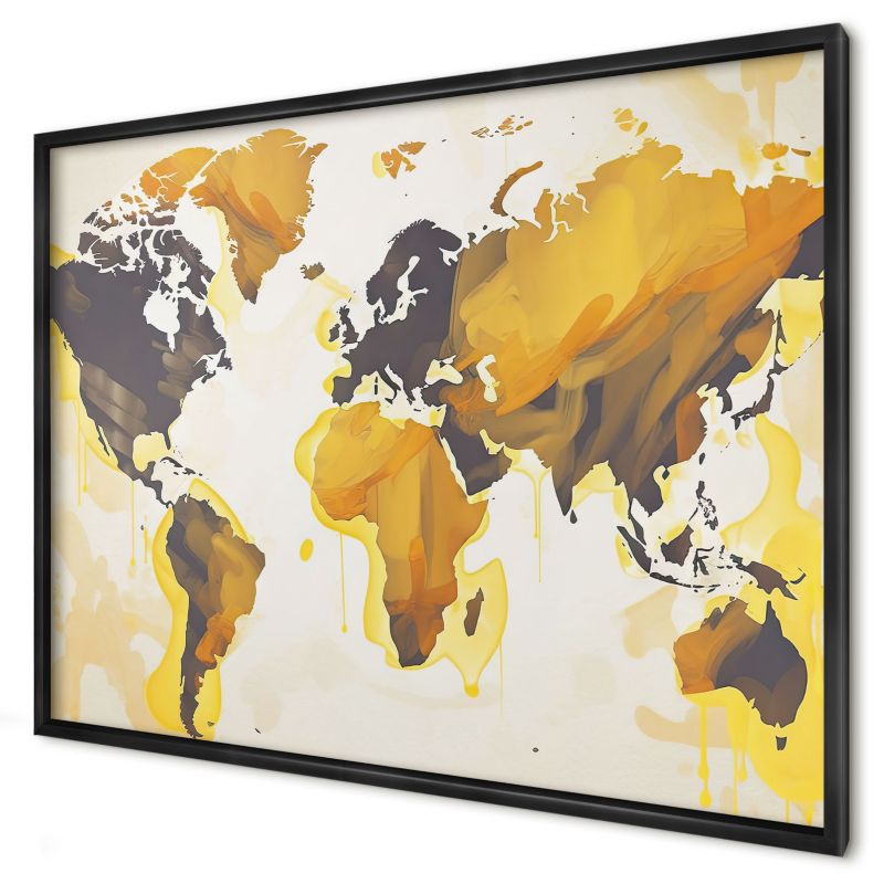 Magnetyczna tablica ozdobna Wallfluent 100x70 Mapa fizyczna świata w czarnej ramie 1szt