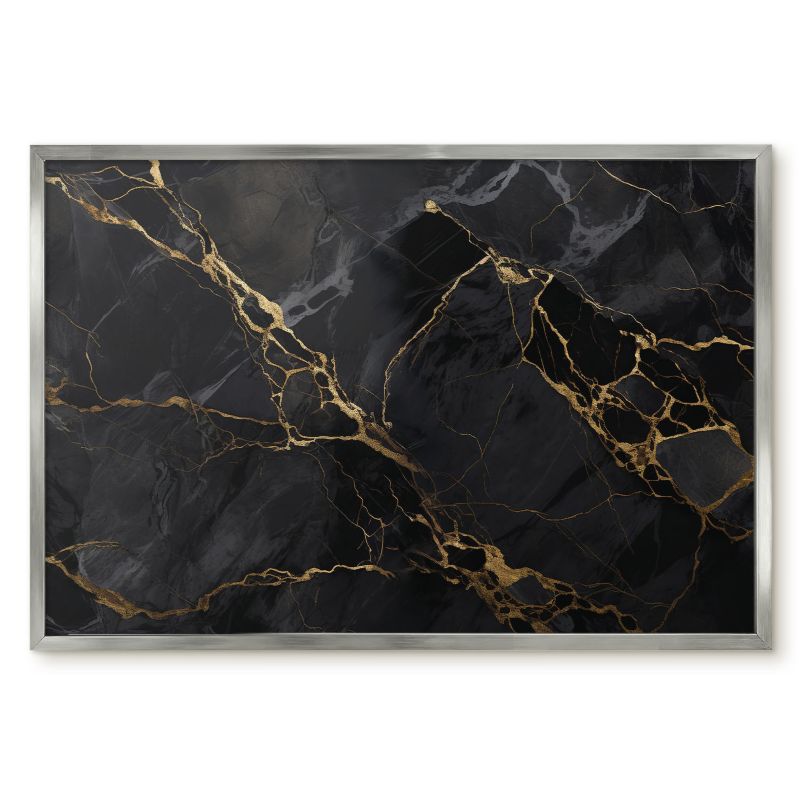 Tablica Magnetyczna W Ramie Tulup 60x40 cm Czarny marmur - Srebrna rama Do salonu, biura 1 szt.