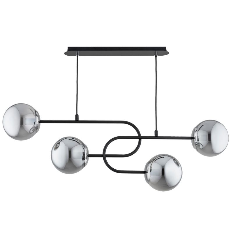 Lampa wisząca Alfa Nari 3322 czarna-chromowana-dymiona nowoczesna 4xE14 x 10W 1 szt.