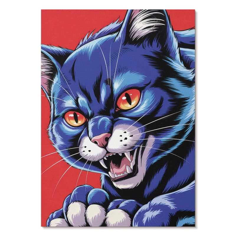 Nowoczesny Plakat na Płótnie Tulup 21x29,7 cm (A4) Niebieski kot Do salonu, biura, 1 szt.