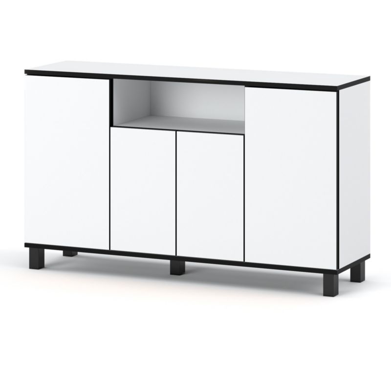 Komoda Hurtownia-Mebli 4 Drzwi Bruno 140cm Biały Mat Biały Mat 140x35x80 cm 1szt.